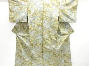 楓に花模様織り出し手織り紬着物